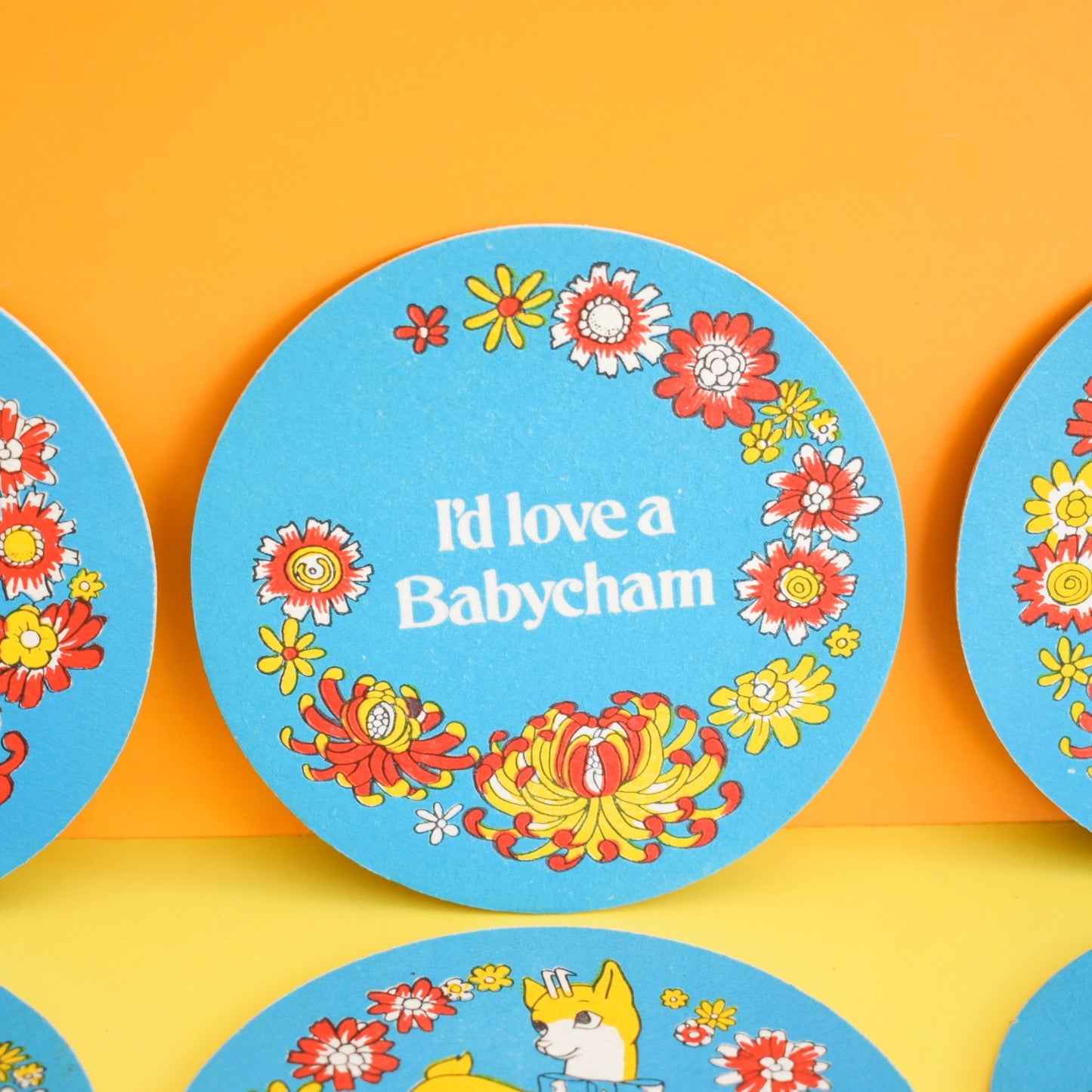 Vintage 1960s Babycham Beer Mats / Drinks Mats / Coasters x8