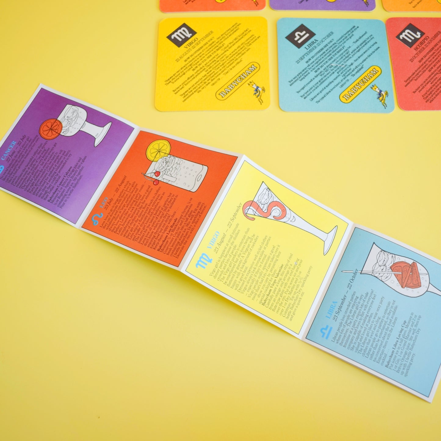 Vintage 1960s Babycham Beer Mats / Drinks Mats / Coasters - Zodiac Set