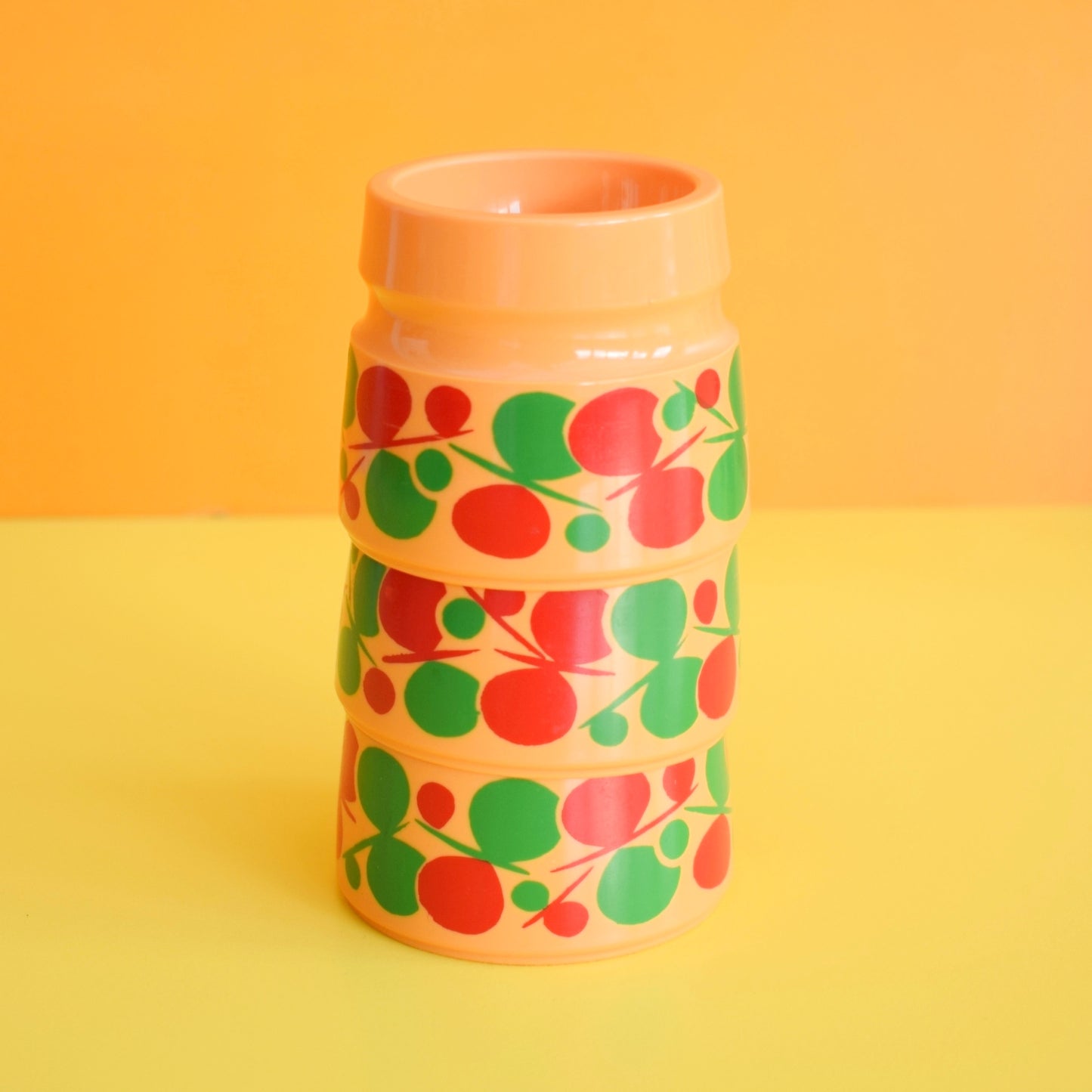 Vintage 1970s Plastic Salt & Pepper / Egg Cups - Orange - Emsa