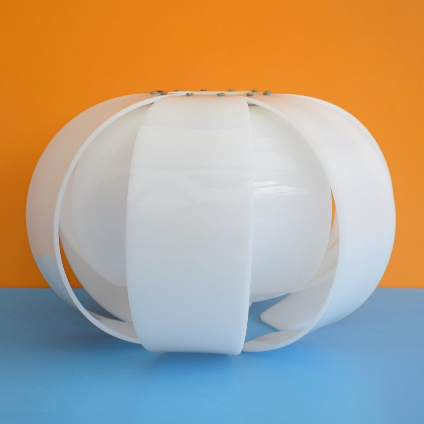 Vintage 1960s Large Perspex Lotus Light Shade - White .