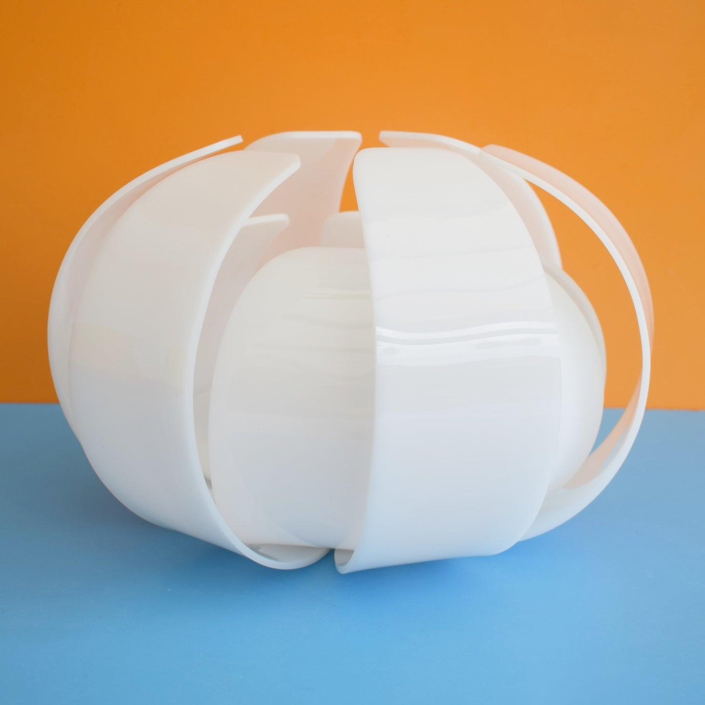 Vintage 1960s Large Perspex Lotus Light Shade - White .