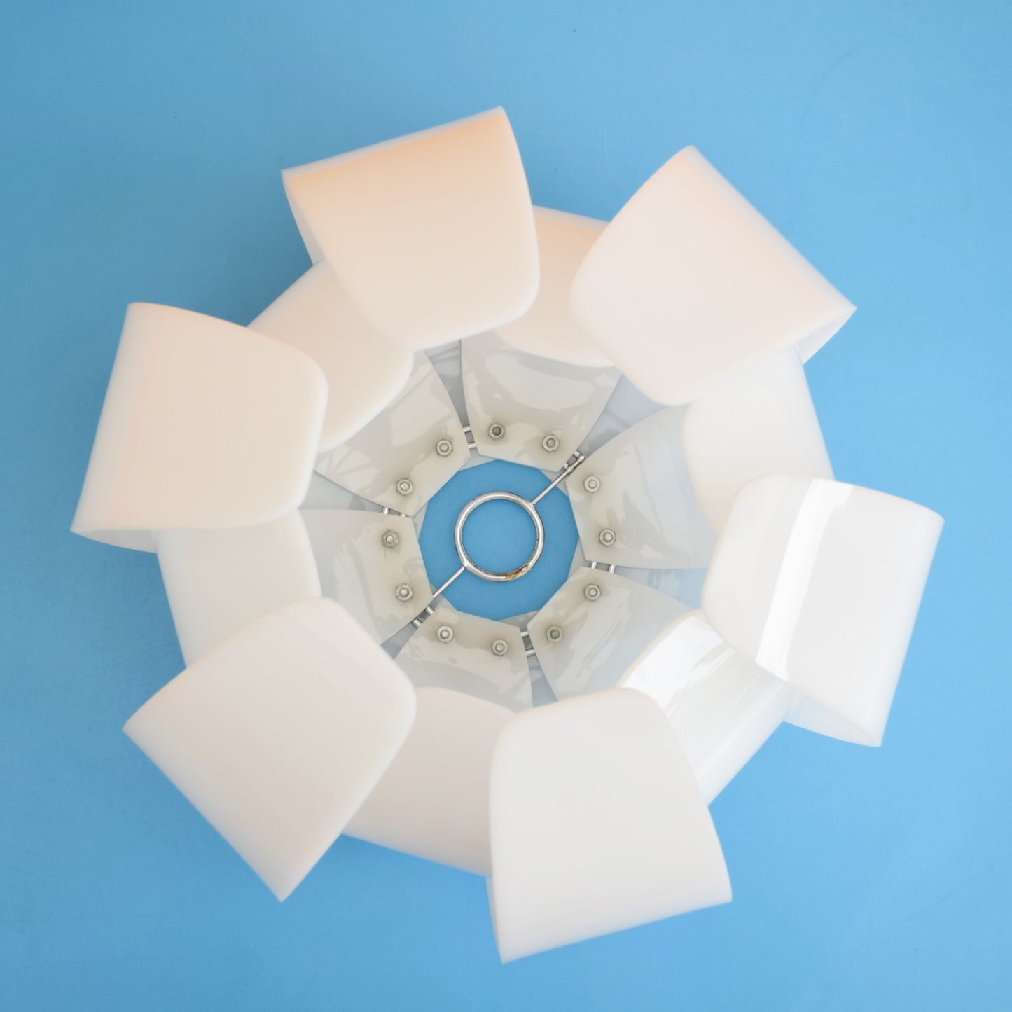 Vintage 1960s Large Perspex Lotus Light Shade - White .