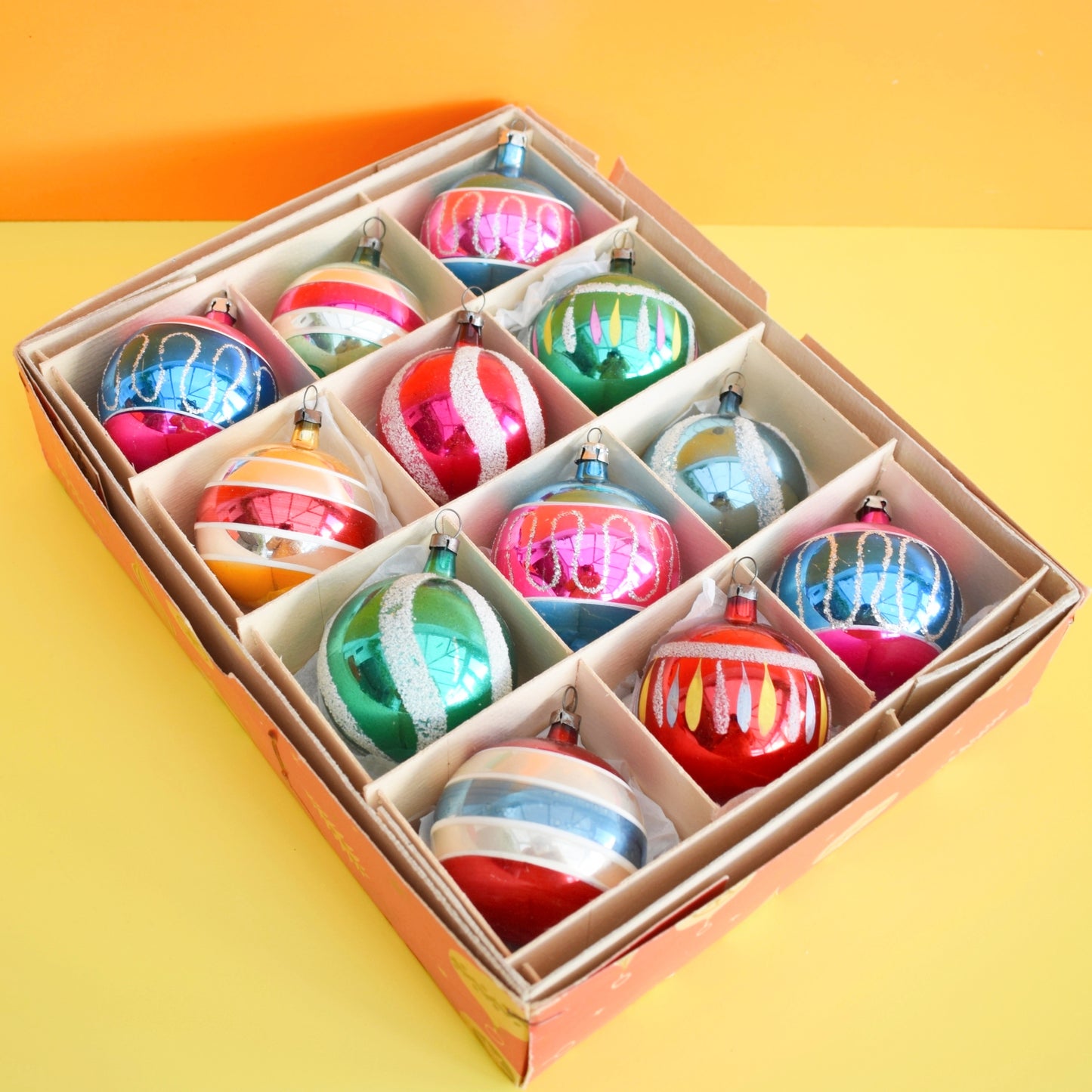 Vintage 1970s Glass Christmas Baubles - Larger - 12