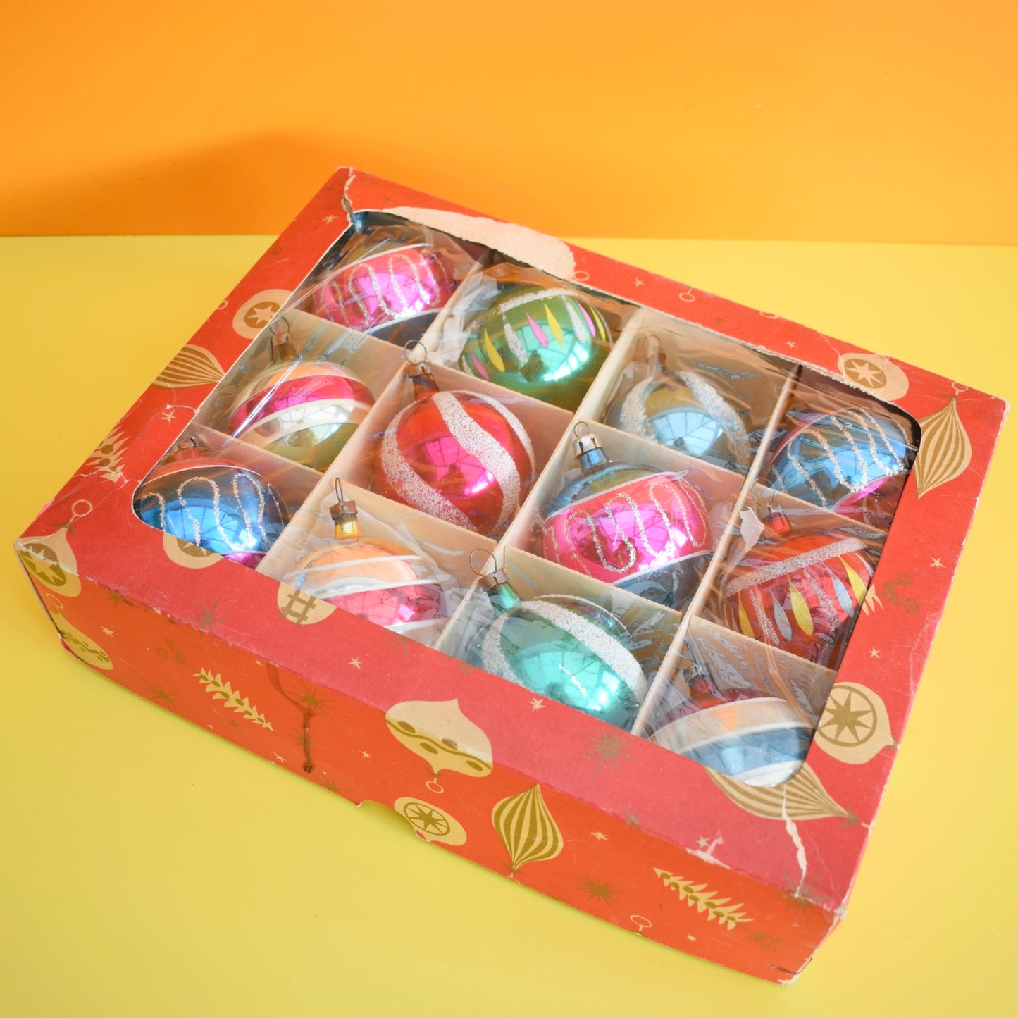 Vintage 1970s Glass Christmas Baubles - Larger - 12