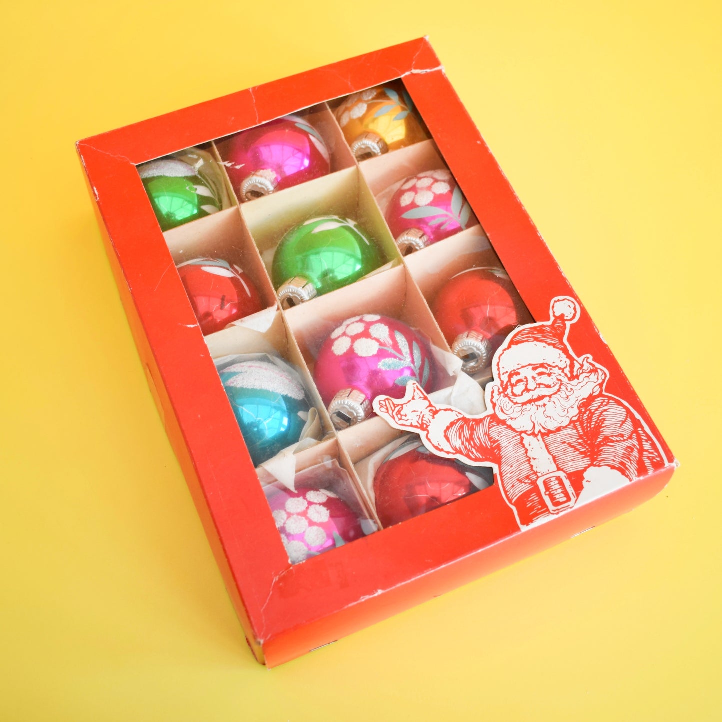 Vintage 1970s Glass Christmas Baubles - Medium - Hand Painted x12