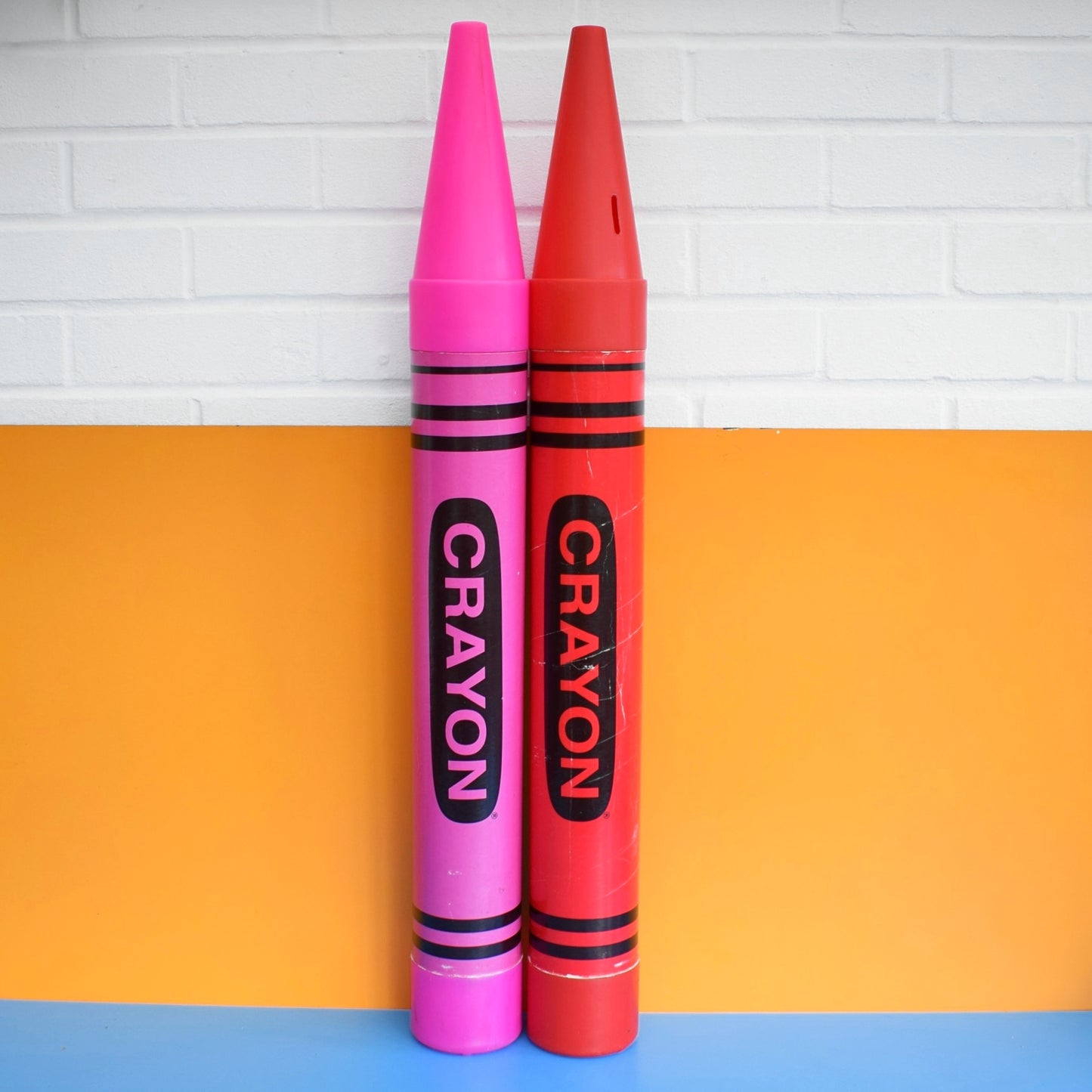 Vintage 1980s Oversized Crayon Money Box - Pop Art - Red