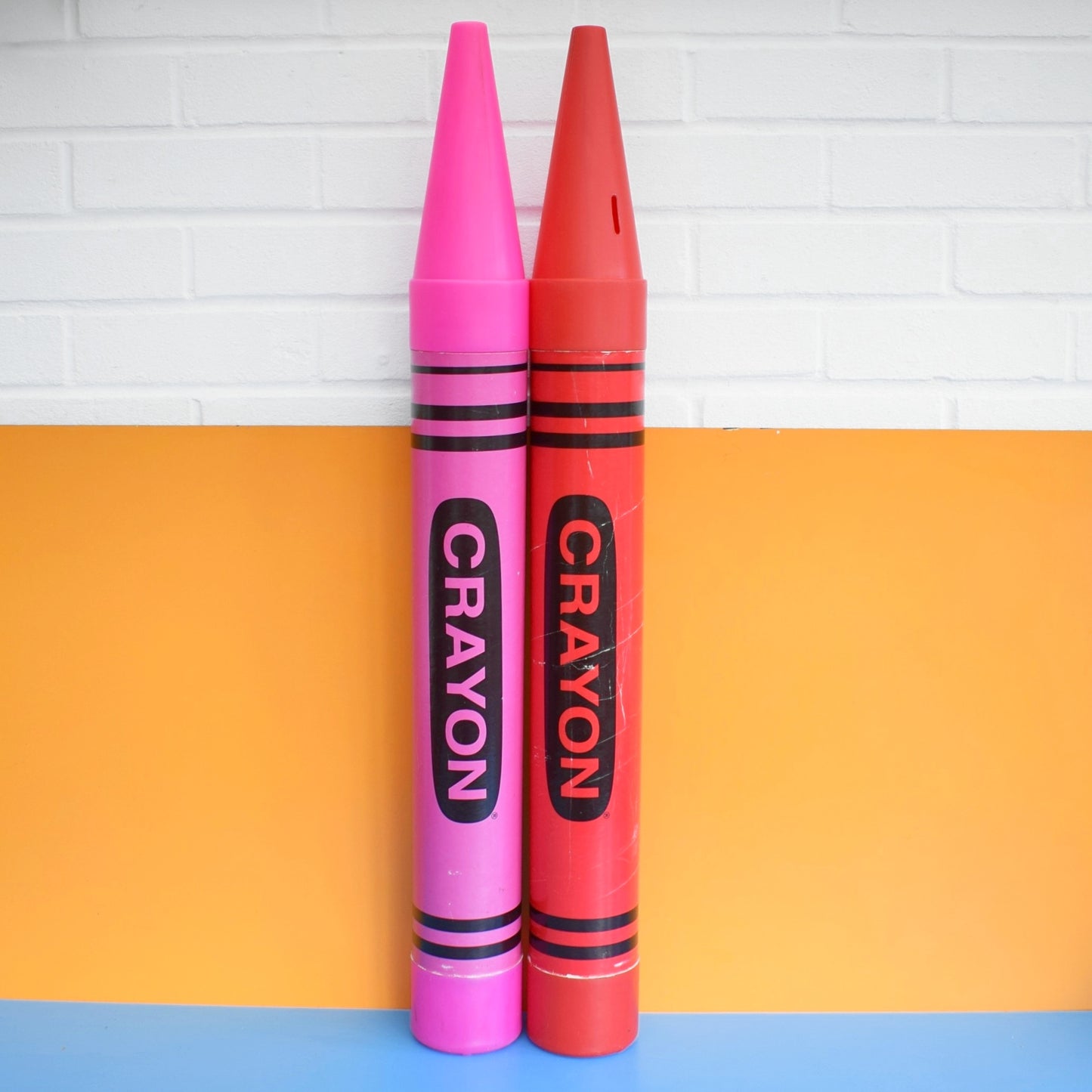 Vintage 1980s Oversized Crayon Money Box - Pop Art - Red