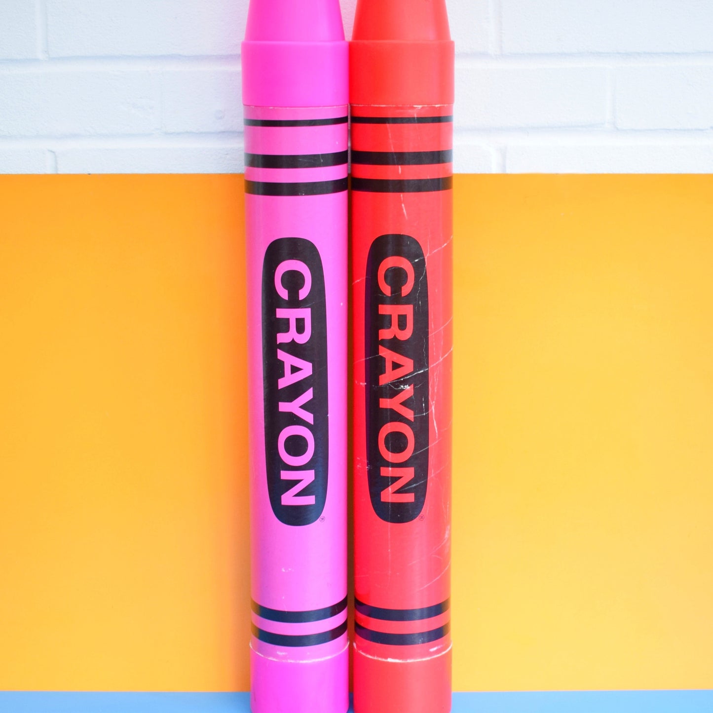 Vintage 1980s Oversized Crayon Money Box - Pop Art - Red