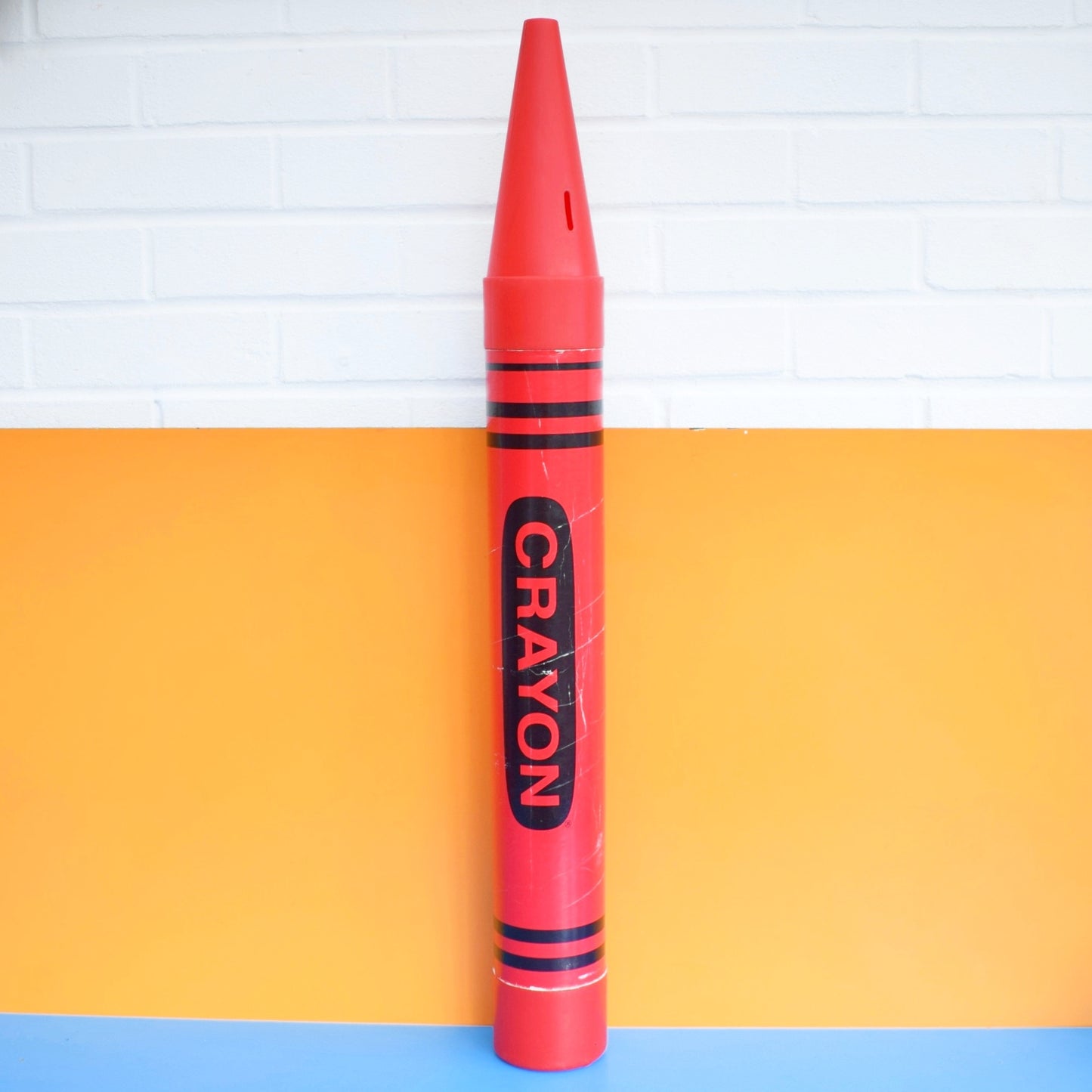 Vintage 1980s Oversized Crayon Money Box - Pop Art - Red