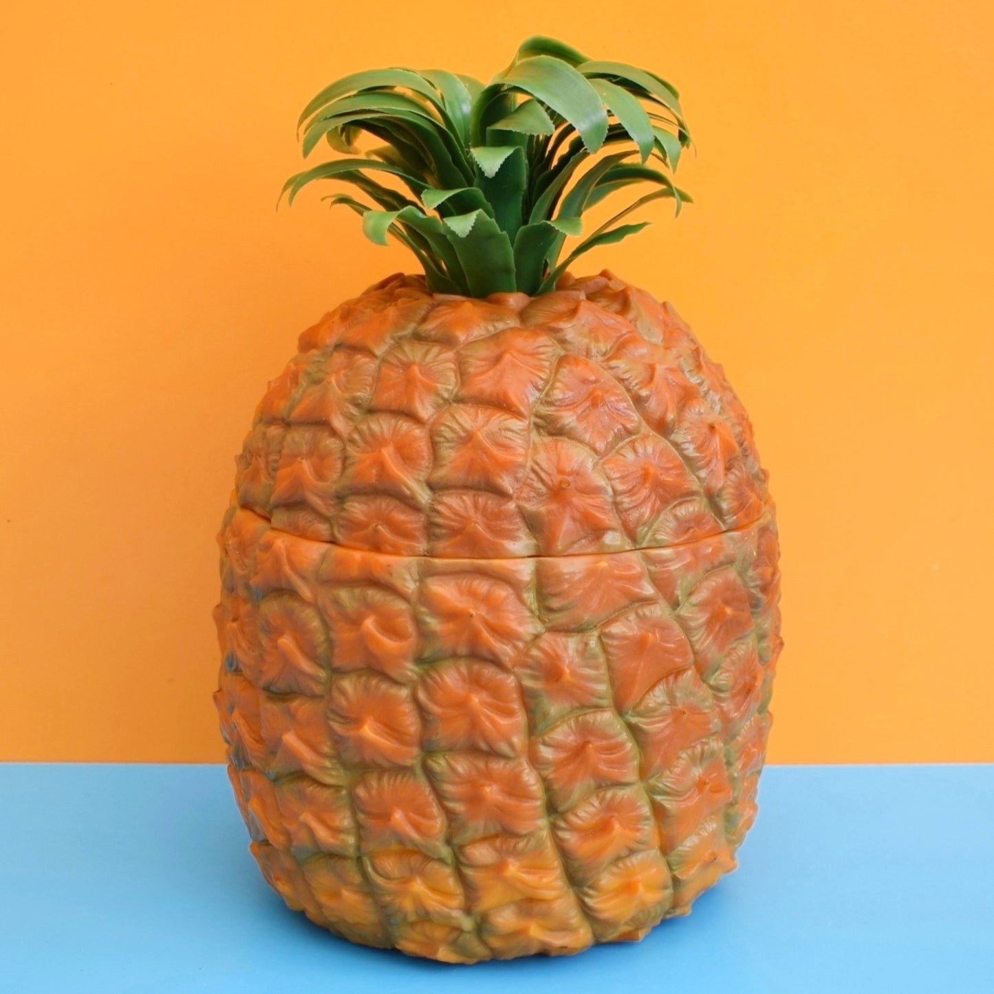 Vintage 1960s Plastic Pineapple Ice Bucket - Orange / Yellow