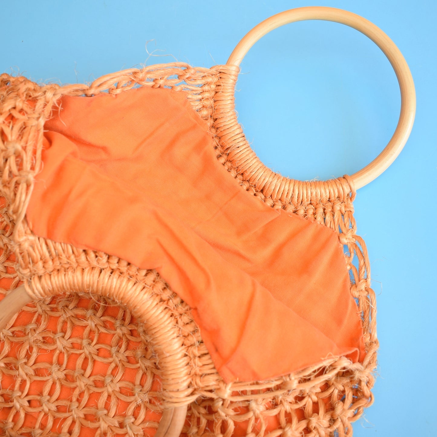 Vintage 1970s Woven Hessian/ Jute / Macrame Shopping Bag