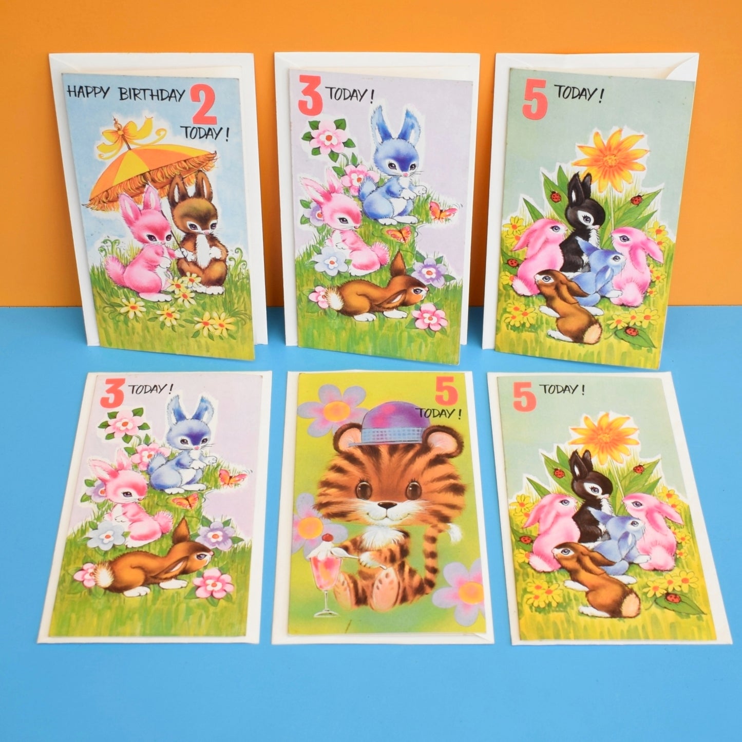 Vintage 1970s Birthday Greeting Cards - Ages 2-5 - Unused