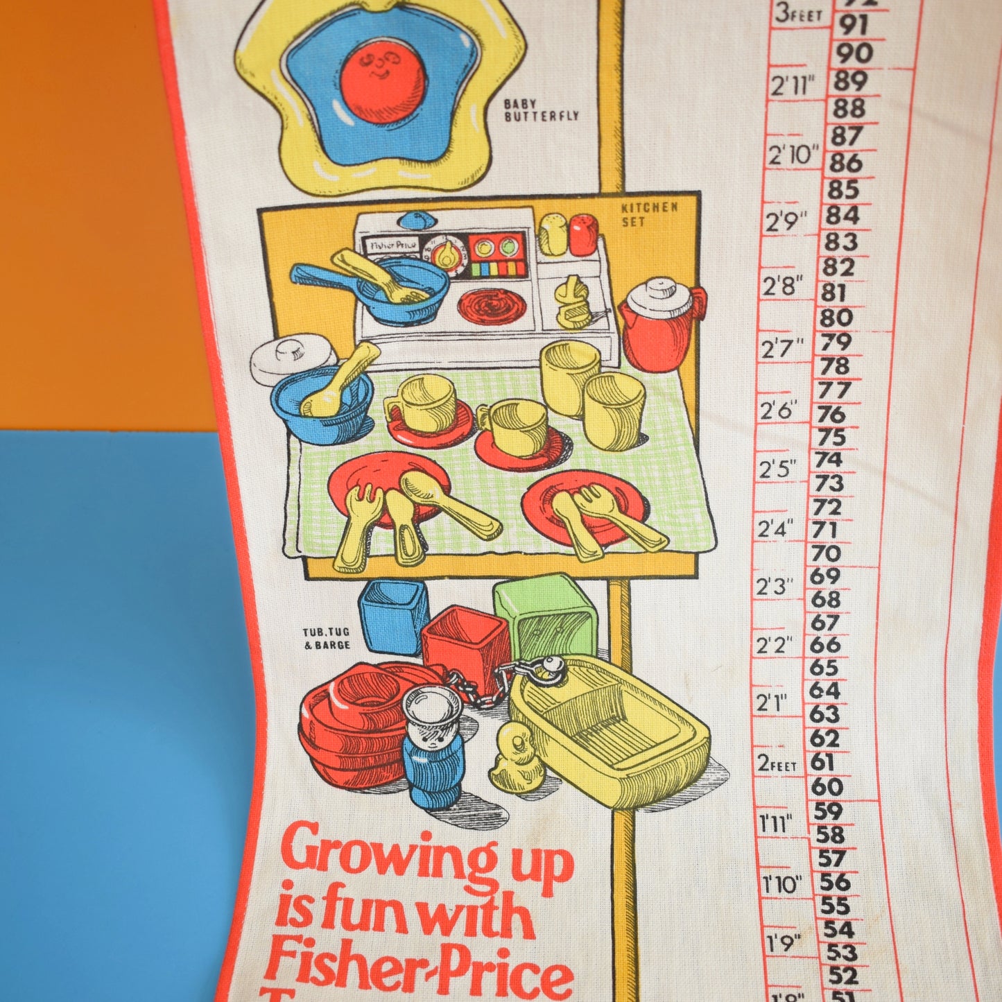 Vintage 2009 Fabric Height Chart - Fisher Price .