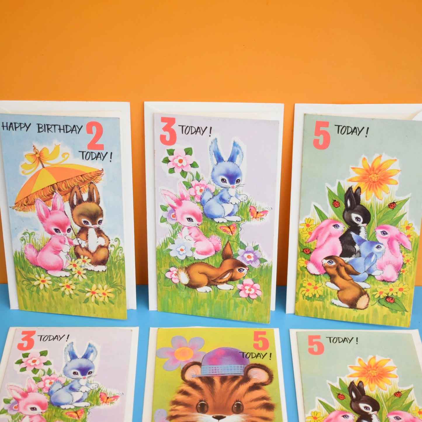 Vintage 1970s Birthday Greeting Cards - Ages 2-5 - Unused