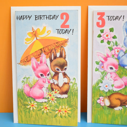 Vintage 1970s Birthday Greeting Cards - Ages 2-5 - Unused