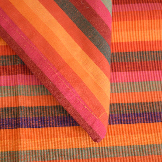 Vintage 1960s Cotton Single Placemats & Napkin - Pink & Orange