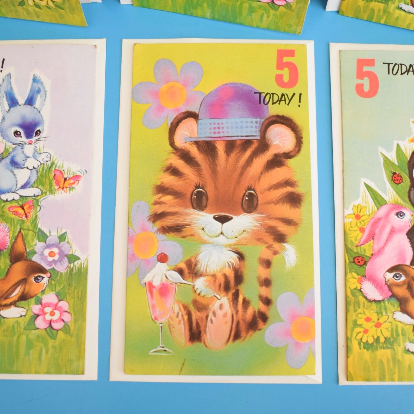 Vintage 1970s Birthday Greeting Cards - Ages 2-5 - Unused