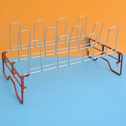 Vintage 1960s Chrome Shoe Rack - Red or Arsenic Green