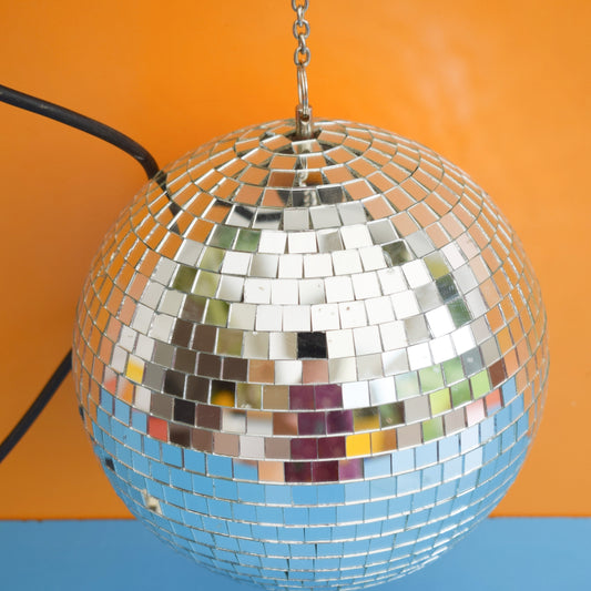 Vintage Medium Disco Ball & Motor - Silver Glass