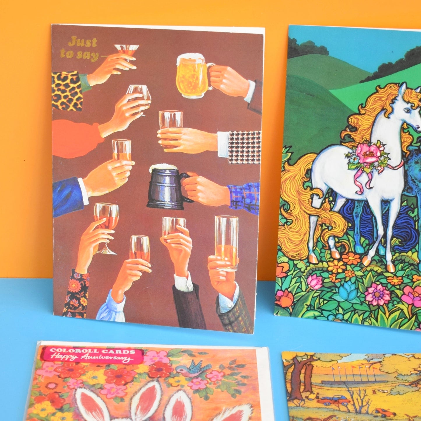 Vintage 1970s Unused Greeting Cards - One Off Designs
