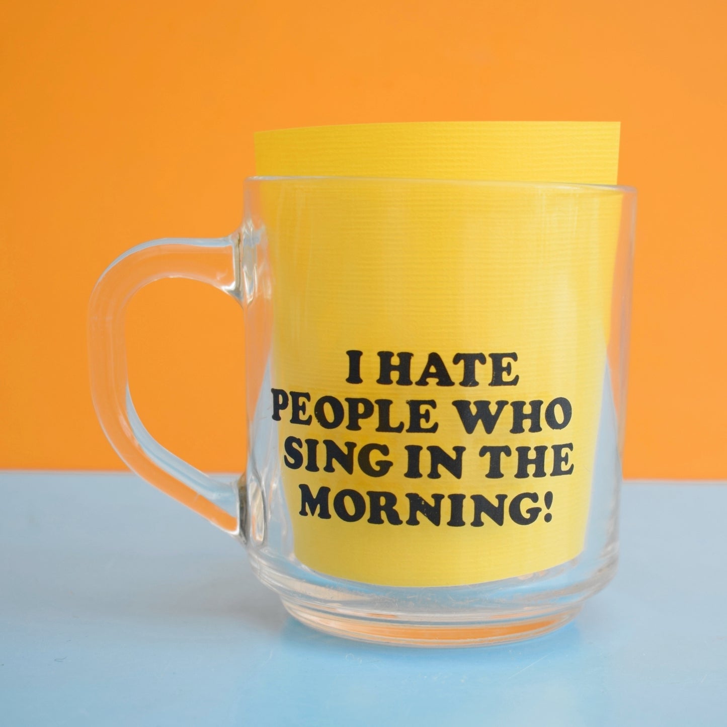 Vintage 1970s Snoopy Glass Mug - I Hate People Who Sing In The Mornings