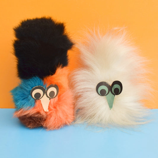 Vintage 1970s Glook Fluffy / Hairy Creatures - Orange / White