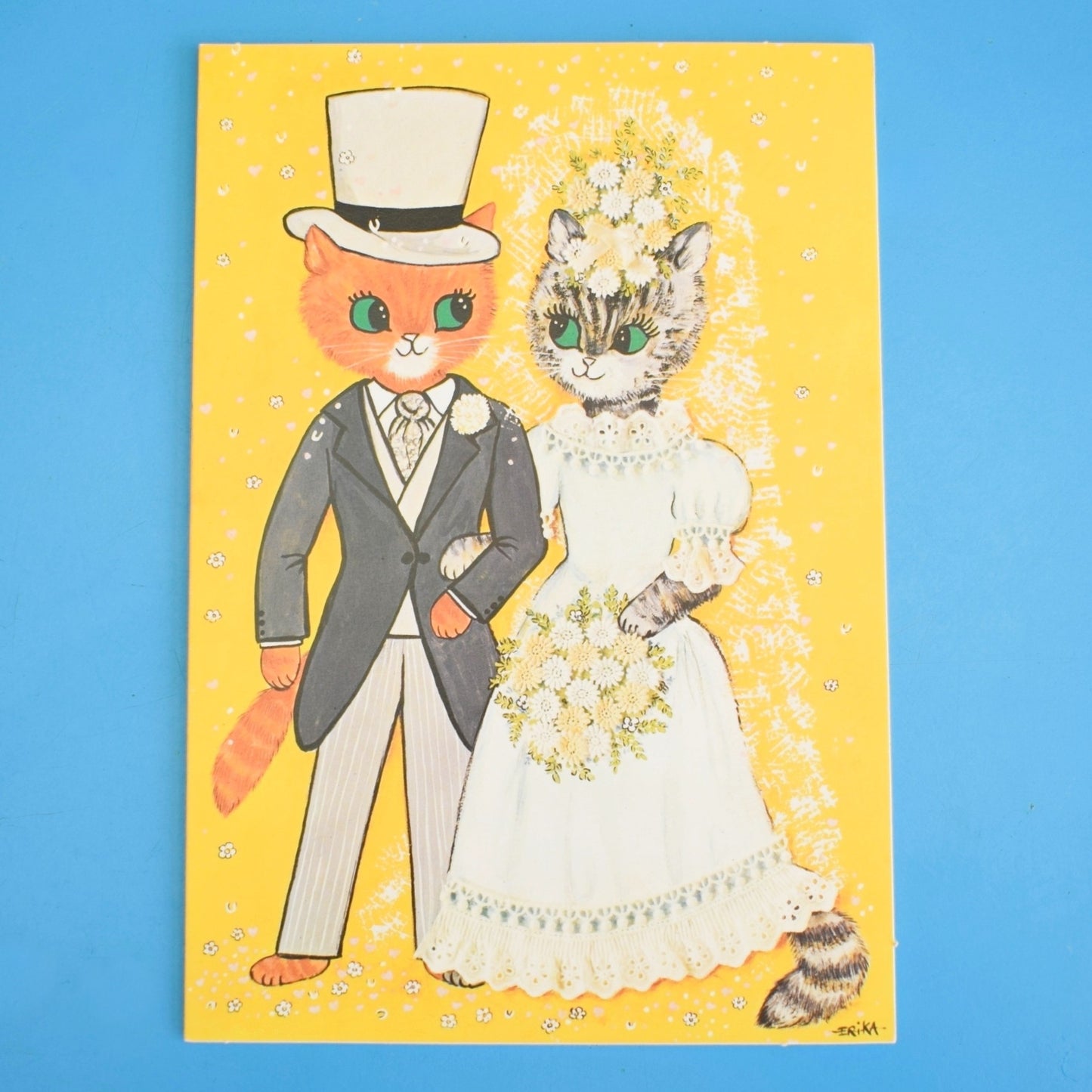 Vintage 1970s Greeting Card - by Erika Parry- Cat Wedding
