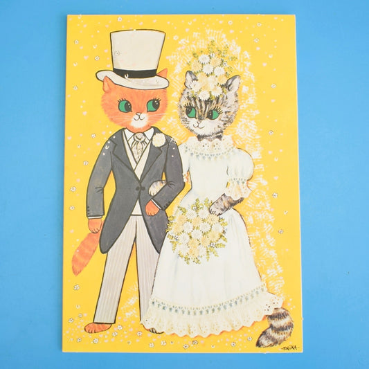 Vintage 1970s Greeting Card - by Erika Parry- Cat Wedding