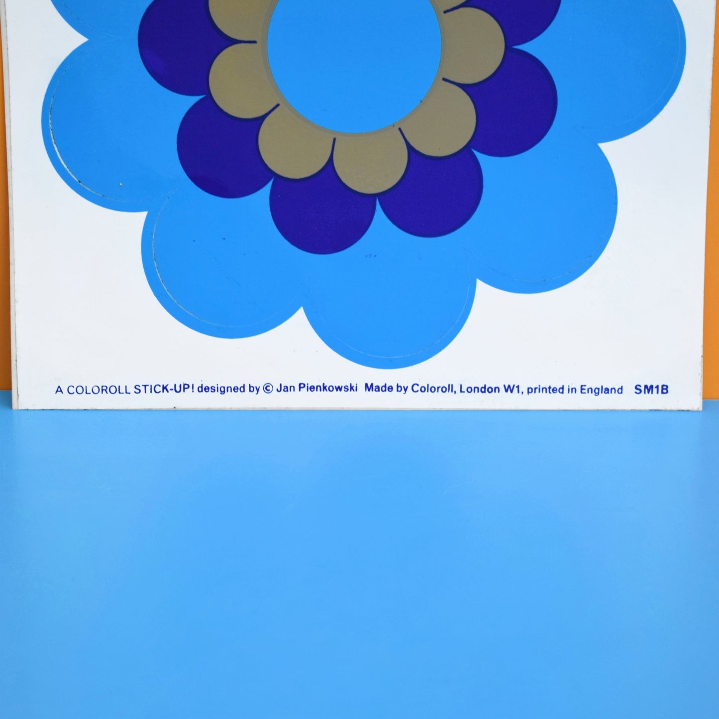 Vintage 1970s Sticker - by Jan Pienkowski - Large Daisy Flower Design - Blue by Eric's Cards