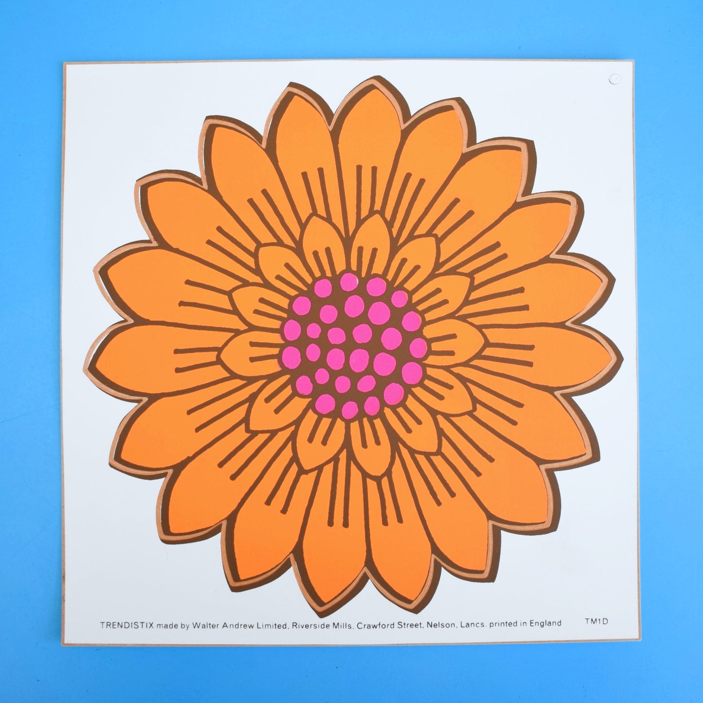 Vintage 1970s Sticker - by Jan Pienkowski - Large Flower Design, Orange