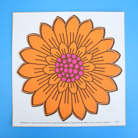 Vintage 1970s Sticker - by Jan Pienkowski - Large Flower Design, Orange