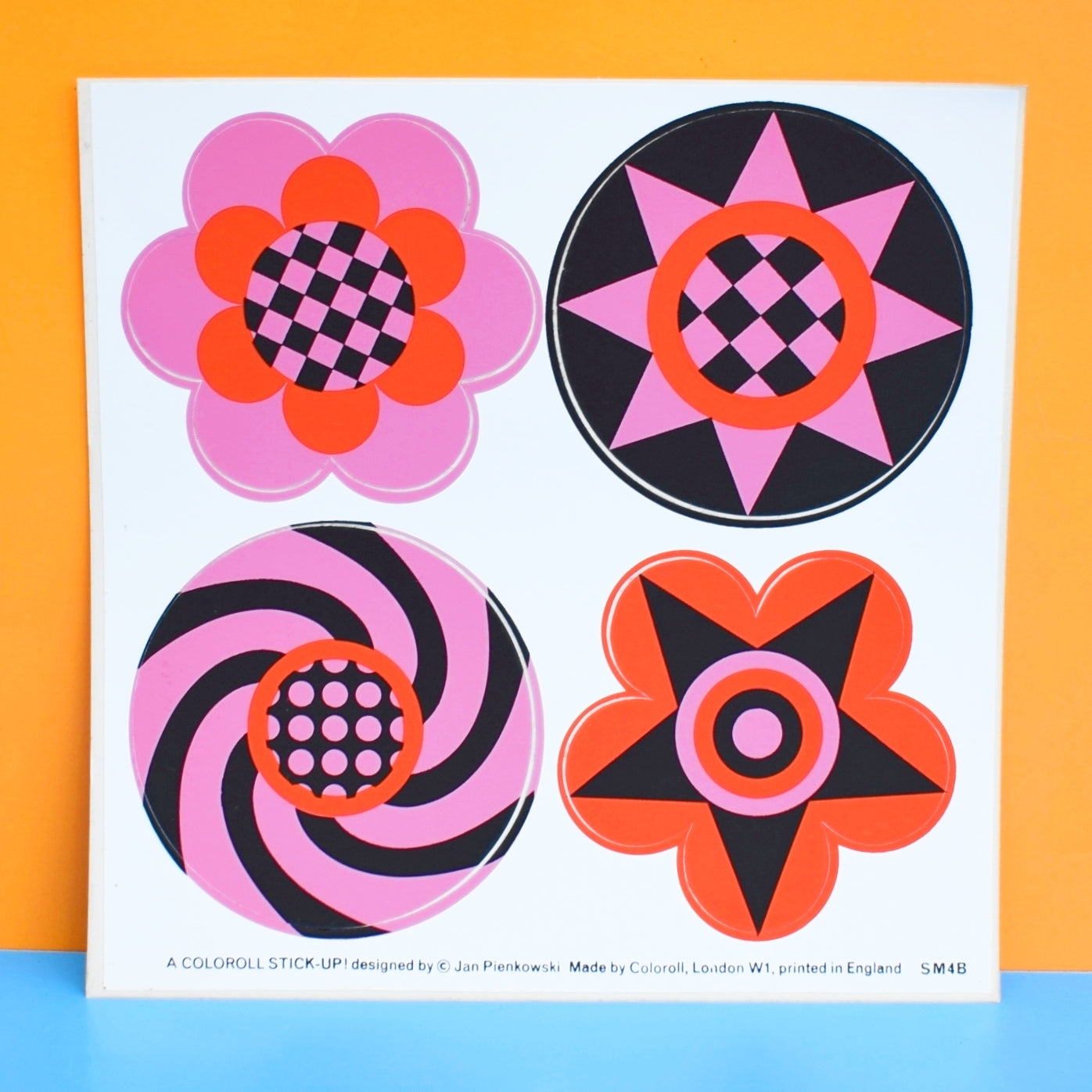 Vintage 1970s Stickers -Pienkowski - Pink, Red & Black