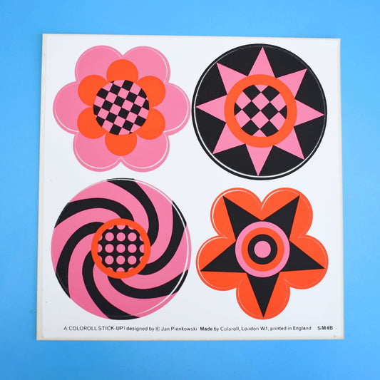Vintage 1970s Stickers -Pienkowski - Pink, Red & Black