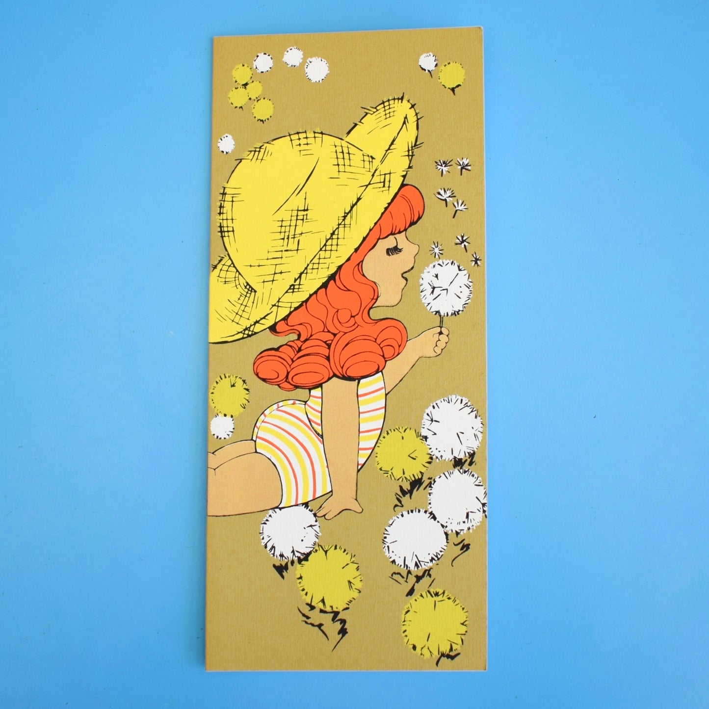 Vintage 1970s Greeting card - American Girl- Dandelion Clocks