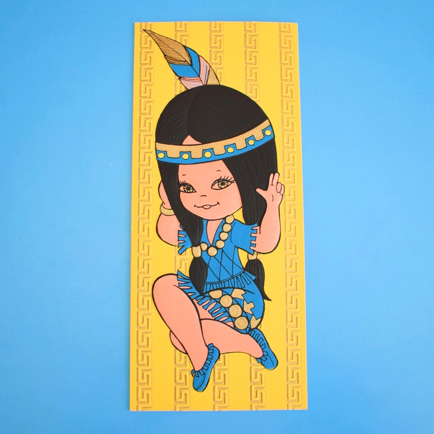 Vintage 1970s Greeting card - American Squaw / Native American Girl