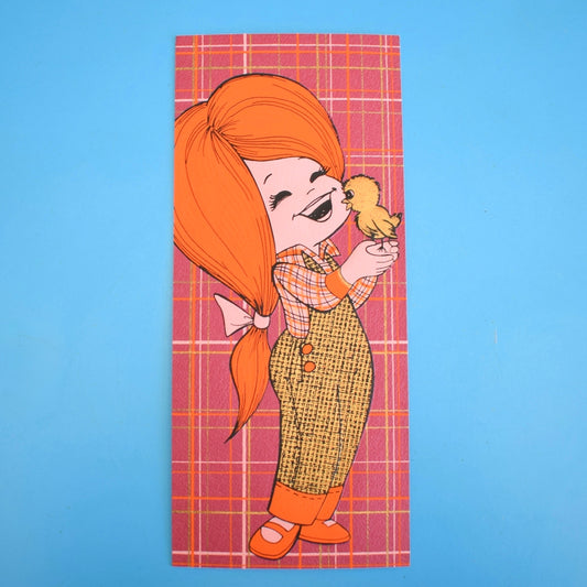 Vintage 1970s Greeting card - American Girl With A Bird