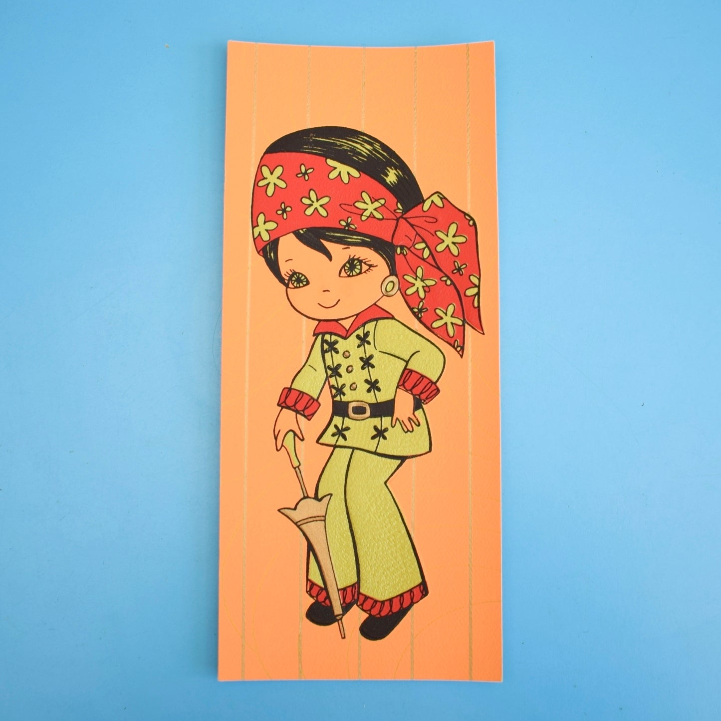 Vintage 1970s Greeting card - American Green Suit - Peach