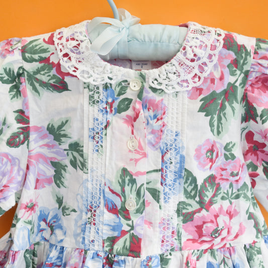 Vintage 1980s Girls Baby Dress- Florals BHS Aged 2