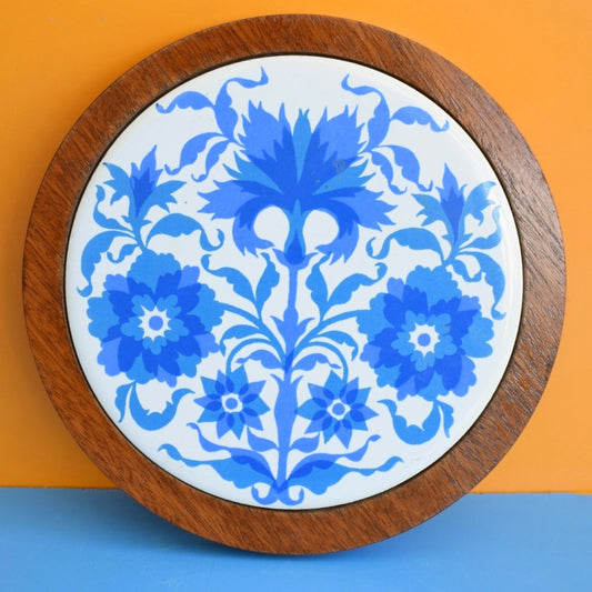 Vintage 1960s Ceramic Jersey Pottery Tile / Teak Trivet