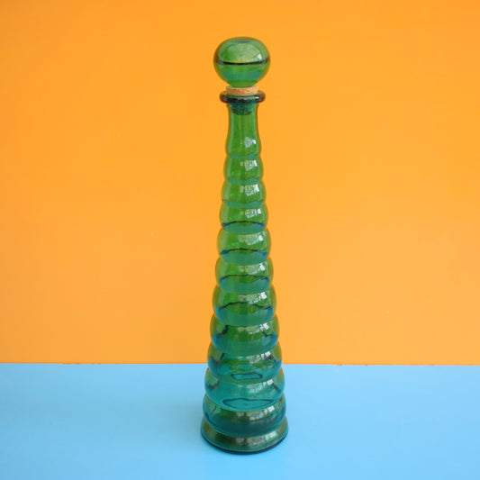 Vintage 1960s Spanish Glass Genie Bottle - Emerald