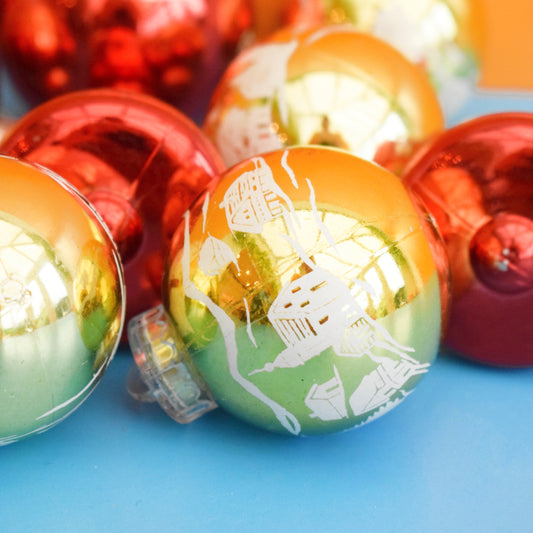 Vintage 1980s Shatterproof Christmas Baubles Mixed x10