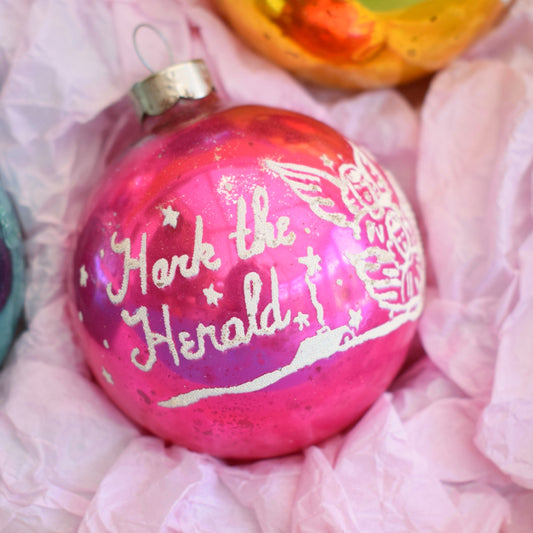 Vintage 1960s Glass Christmas Baubles - Shiny Brite x6