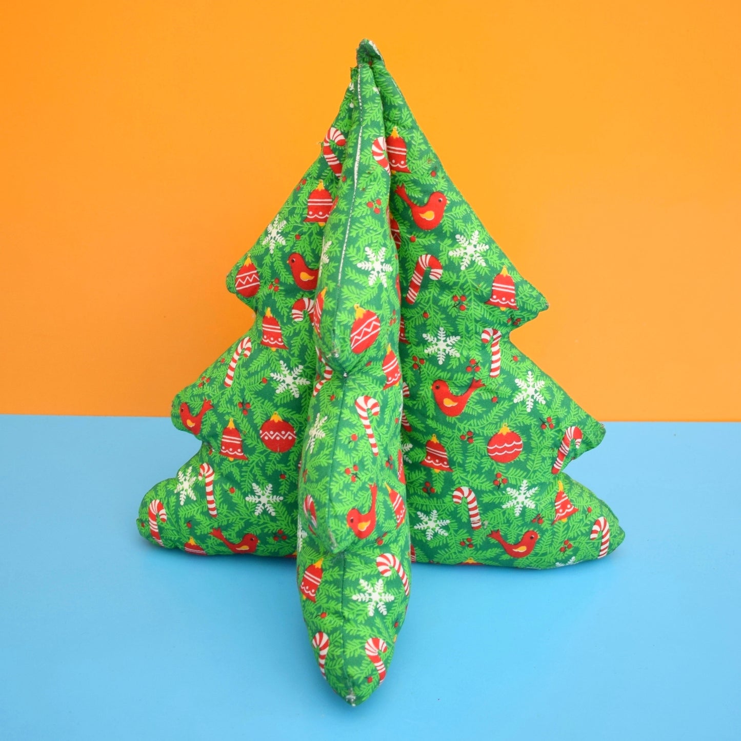 Vintage 1990s Handmade Fabric Christmas Tree - Green by Pineapple Retro