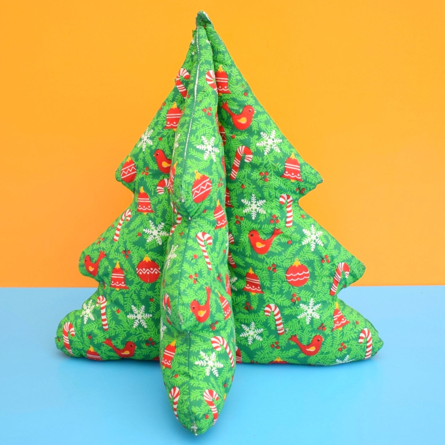 Vintage 1990s Handmade Fabric Christmas Tree - Green by Pineapple Retro