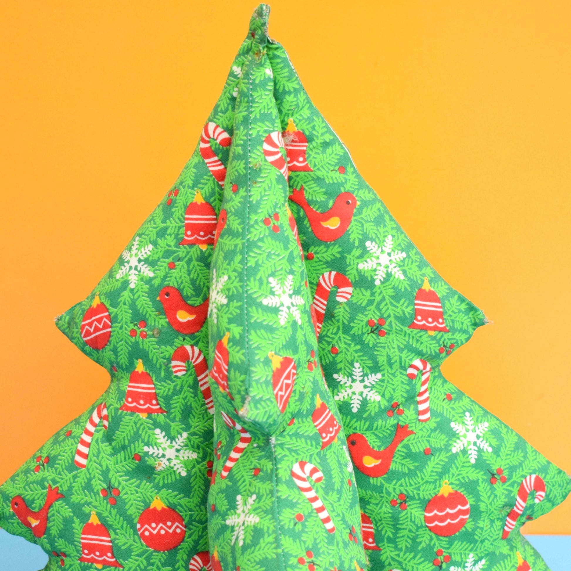 Vintage 1990s Handmade Fabric Christmas Tree - Green by Pineapple Retro
