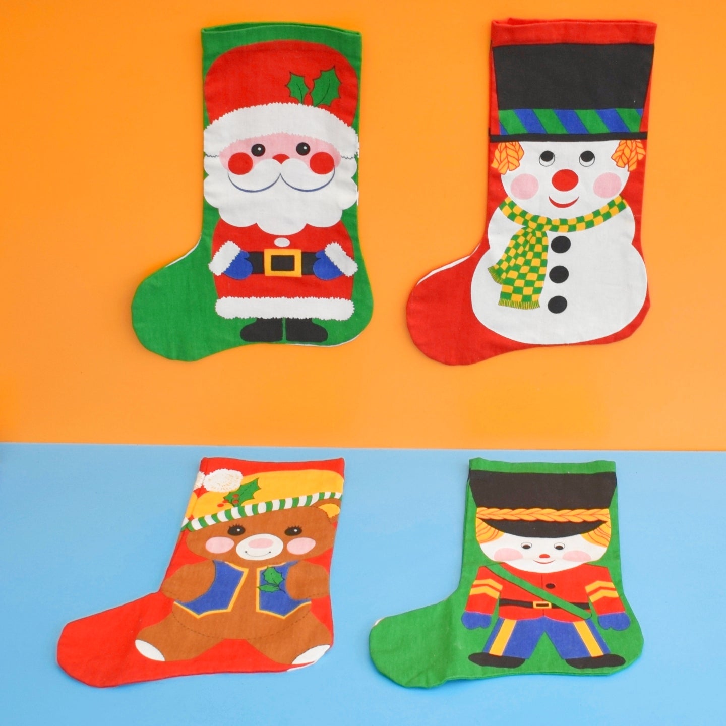 Vintage 1980s Handmade Christmas Stockings -4 Designs