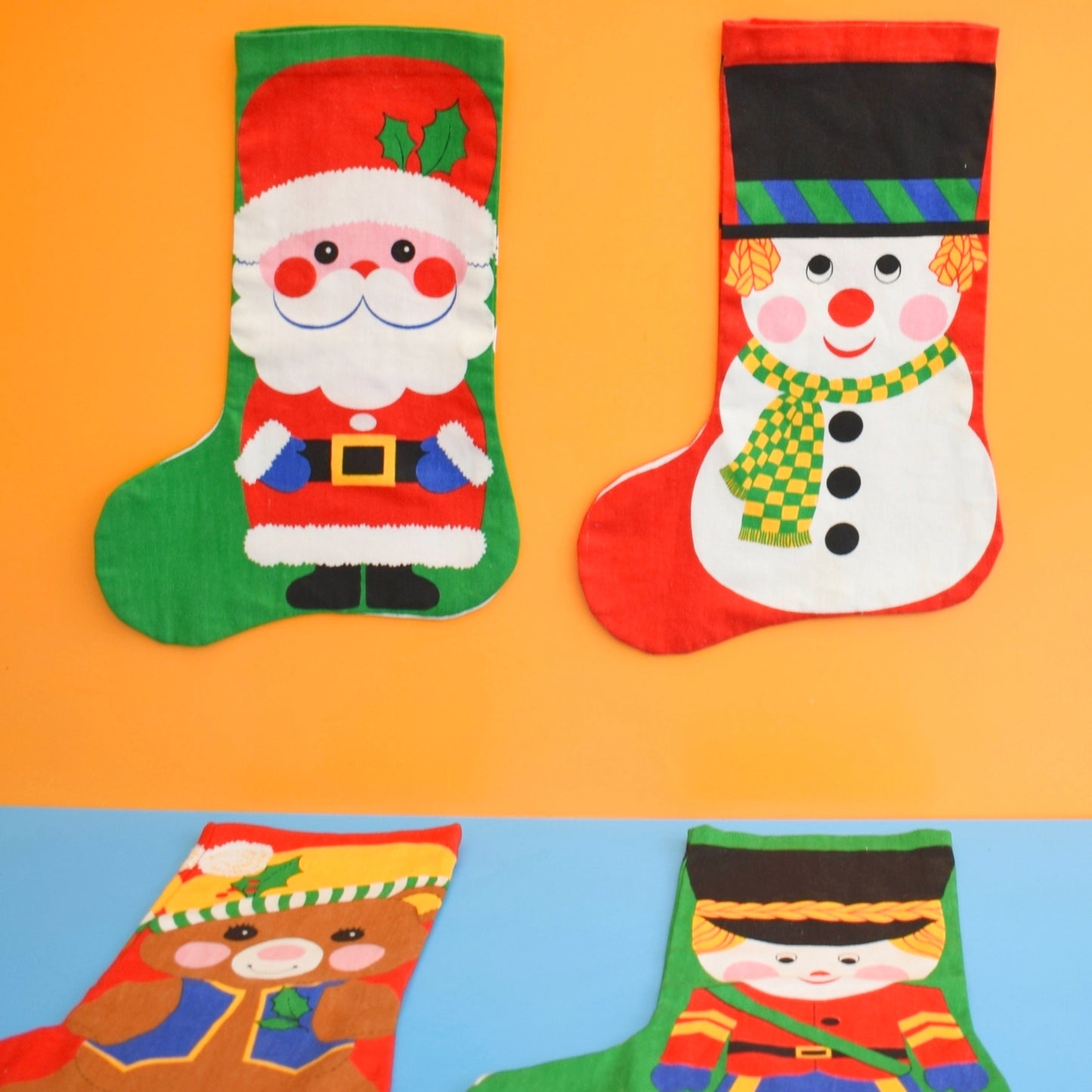 Vintage 1980s Handmade Christmas Stockings -4 Designs