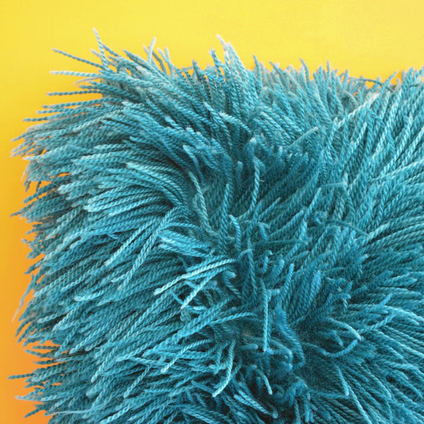 Vintage 1960s Shaggy Cushion - Handmade - Teal