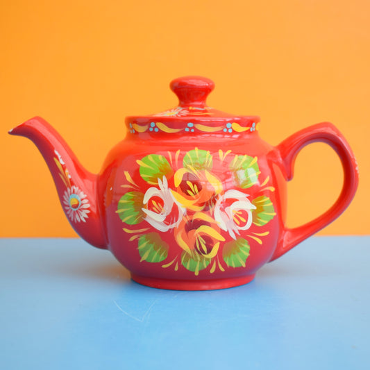 Vintage 1980s Ceramic Hand Painted Barge Ware Teapot