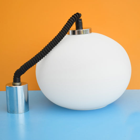 Vintage 1970s Glass Rise & Fall Light Fitting - White